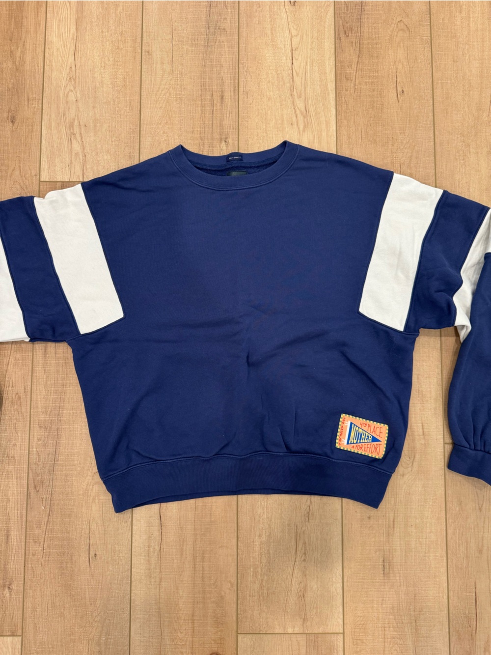 MOTHER Navy Blue Sweatpants with White Side Panels